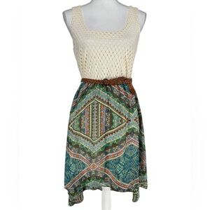 LILY ROSE / Ivory Crochet + Sheer skirt Dress / Medium